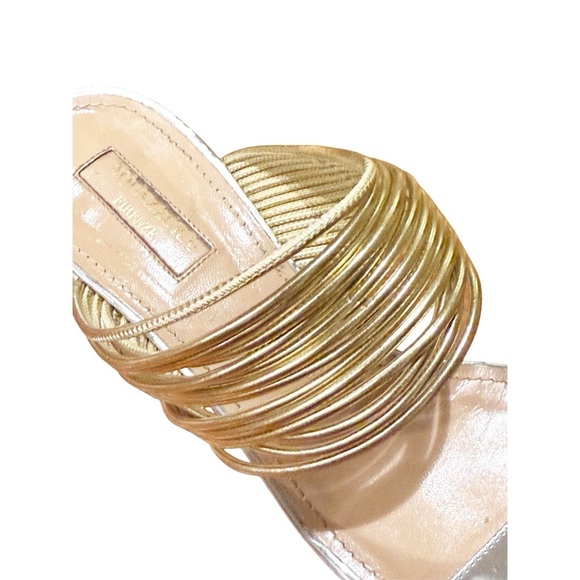 Aquazzura Rendez Vou Metallic Mirrored Slide Sandal 38 or 7.5 - Picture 4 of 11